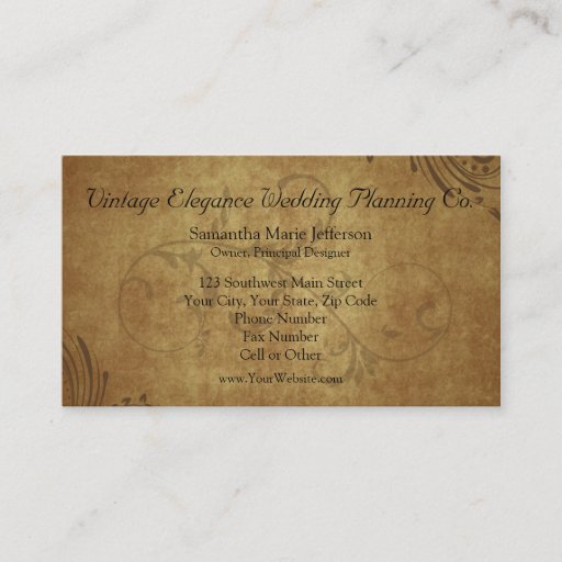 Customizable Vintage Antique Teastain Swirl Business Cards