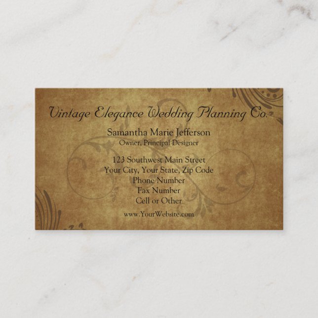 Vintage Antique Teastain Swirl Business Cards (Front)