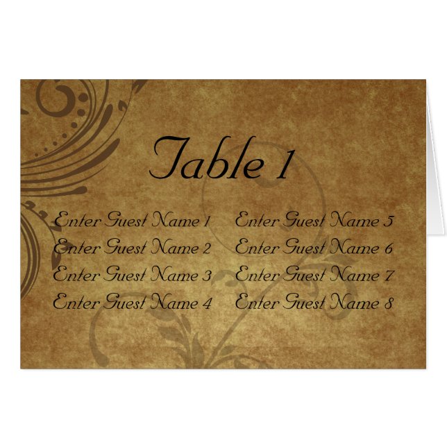 Vintage Antique Teastain Swirl Table Topper Card (Front Horizontal)