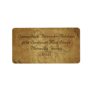 Vintage Antique Teastain Swirl Wedding Label