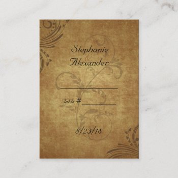 Vintage Antique Teastain Swirl Wedding Placecards by CustomInvites at Zazzle