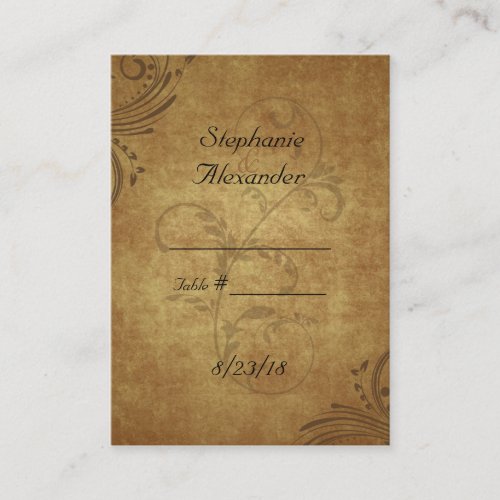 Vintage Antique Teastain Swirl Wedding PlaceCards Business Card Template