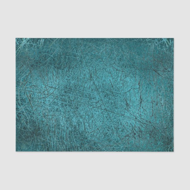 Vintage Antique Texture Teal Turquoise Scratches Tissue Paper (Front)