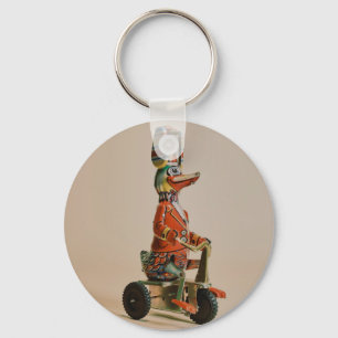 Vintage Antique Toy Duck on Bike Keychain