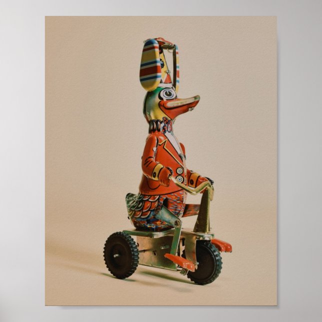 Vintage Antique Toy Duck on Bike Poster (Front)
