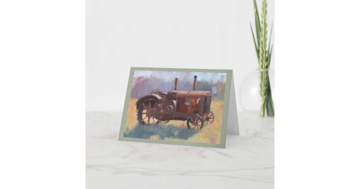 Vintage Antique Tractor Painting Father S Day Card Zazzle Com