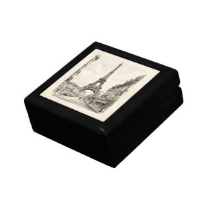 Vintage antique travel illustration of Paris Gift Box