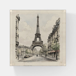 Vintage antique travel illustration of Paris Paperweight