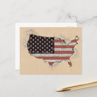 Vintage Antique USA Souvenir Flag Travel Art Map