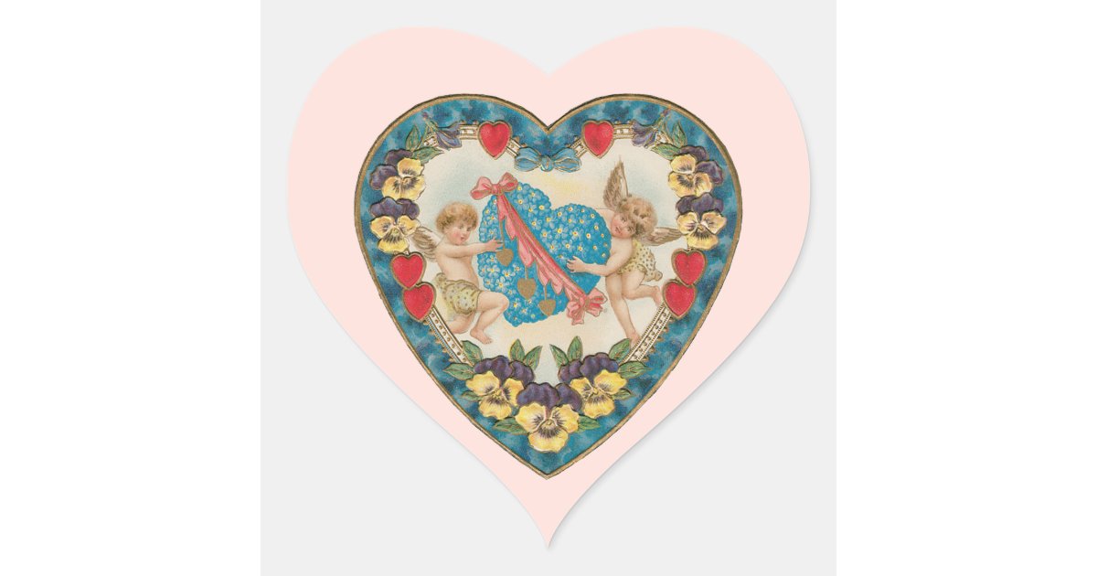 Vintage Valentine's Day, Retro Love and Romance Sticker, Zazzle