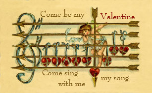 Vintage Antique Valentine's Day Musical Postcard