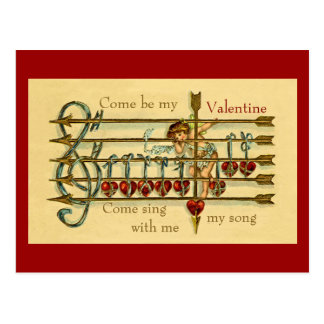 Vintage Antique Valentine's Day Musical Postcard