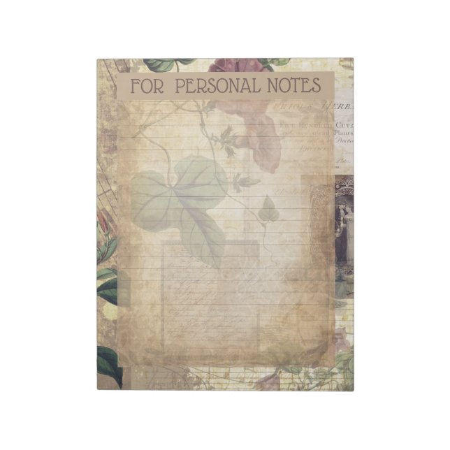 Vintage antique victorian style abstract ephemera notepad (Rotated)