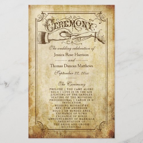 Vintage Antique Wedding Ceremony Program Templates