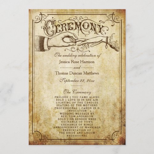 Vintage Antique Wedding Ceremony Program Templates