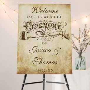 Vintage Antique Wedding Ceremony Welcome Sign