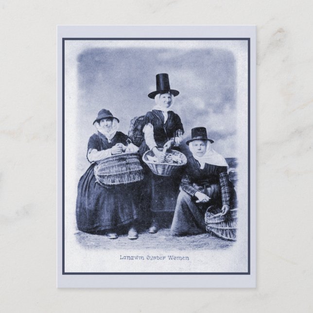 Vintage antique Welsh Oyster women Postcard (Front)
