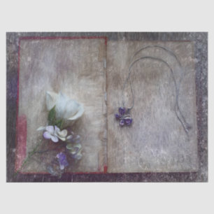 Vintage Antique White Floral Old Fashioned Texture Tissue Paper