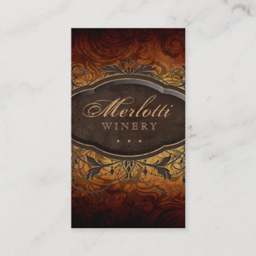 Customizable Vintage Antique Wine Leaves Business Card Templates