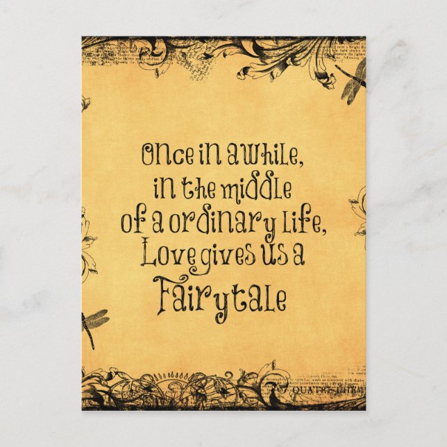 Vintage Antique with Love Quote Wedding Announcement Postcard (Front)