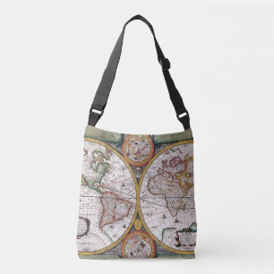 Vintage Antique World Map Beige Crossbody Bag