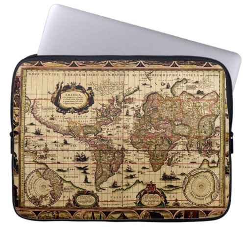 Vintage Antique World Map Design Laptop Sleeve