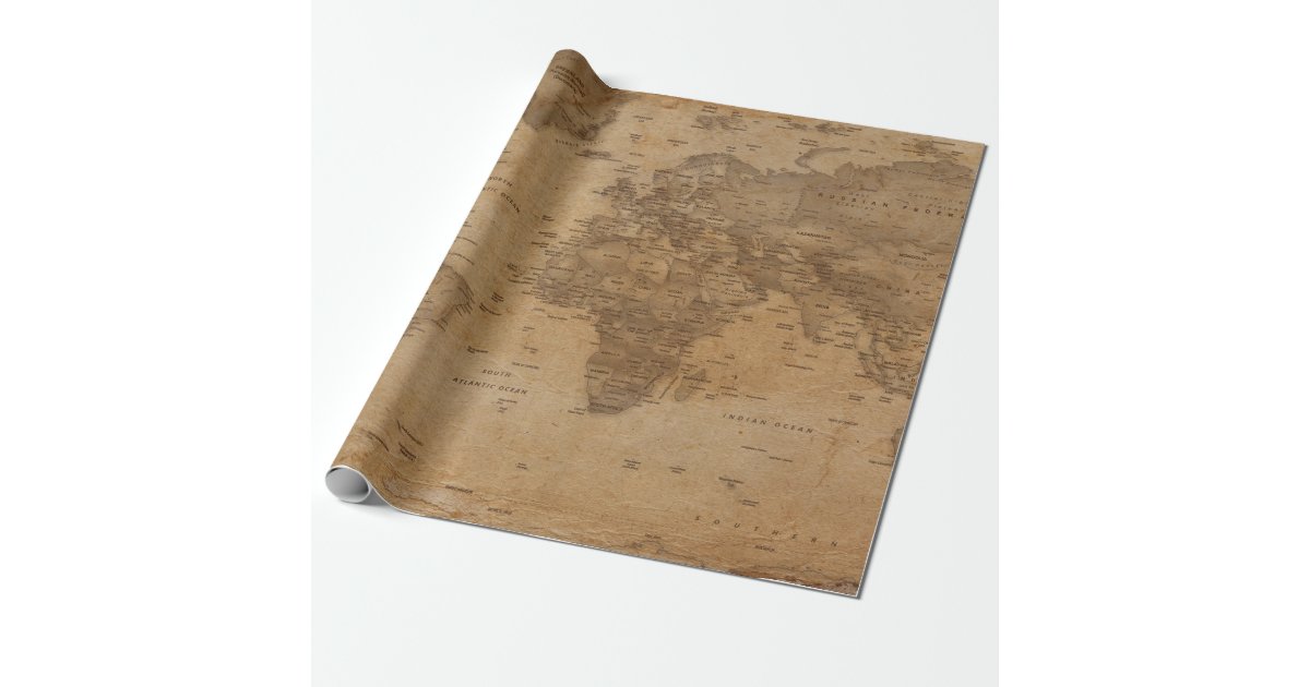 Vintage Antique World Map Wrapping Paper Zazzle