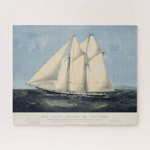 Vintage Antique Yacht Sailboat Seascape Jigsaw Puzzle