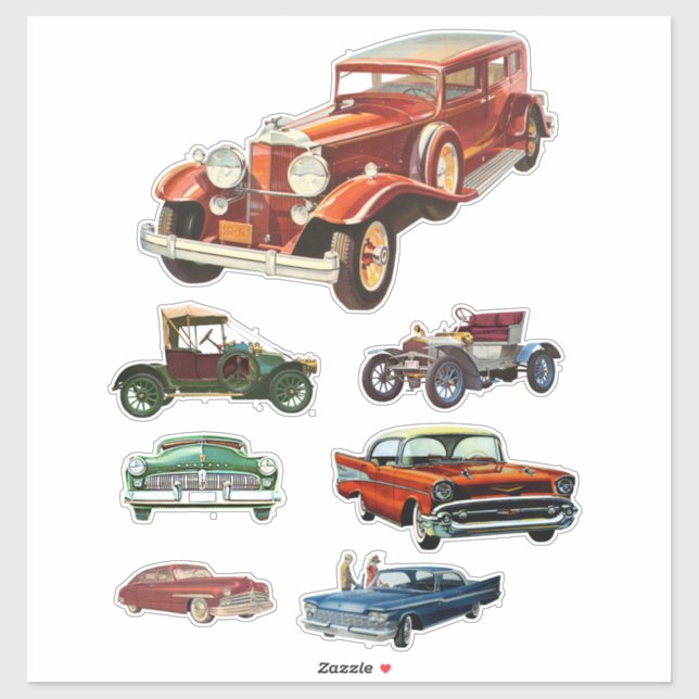 Vintage Antiques Classic Cars Automobiles art Sticker (Sheet)