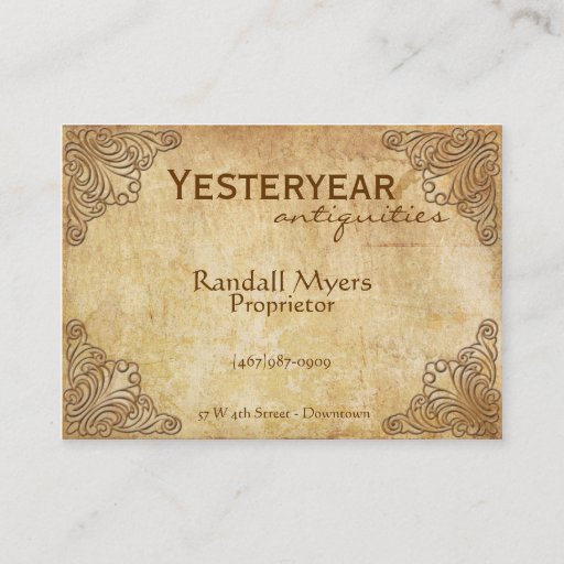 Customizable Vintage Antiques Floral Business Card