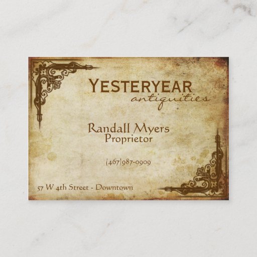 Customizable Vintage Antiques Victorian Business Card Template