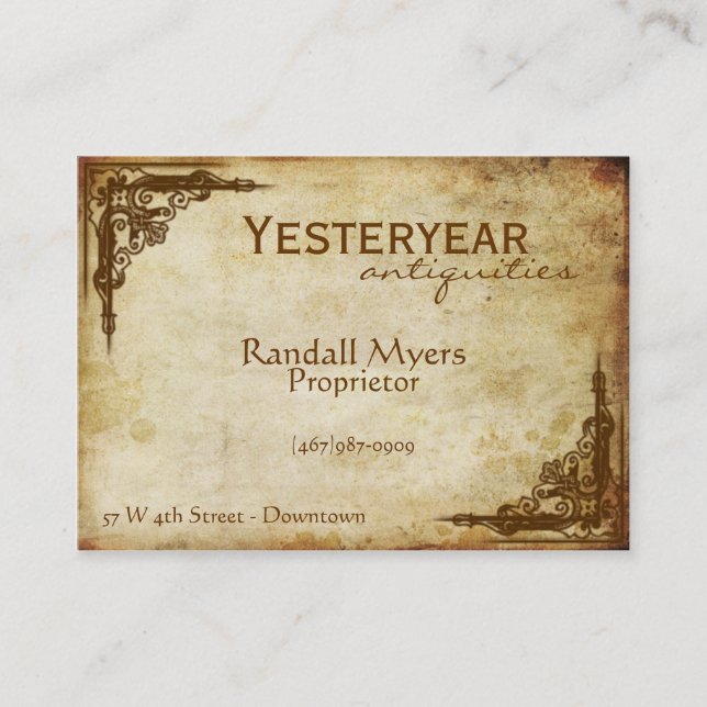 Vintage Antiques Victorian Business Card (Front)