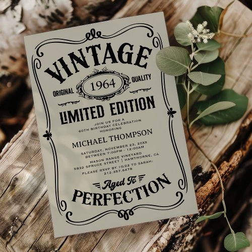 Vintage Any Age Adult Birthday Invitation