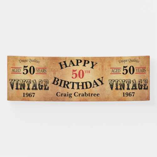 Vintage Any Age and Year Birthday Design Banner