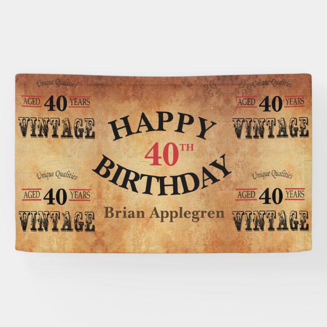 Vintage Any Age Birthday Design 4 Banner (Horizontal)