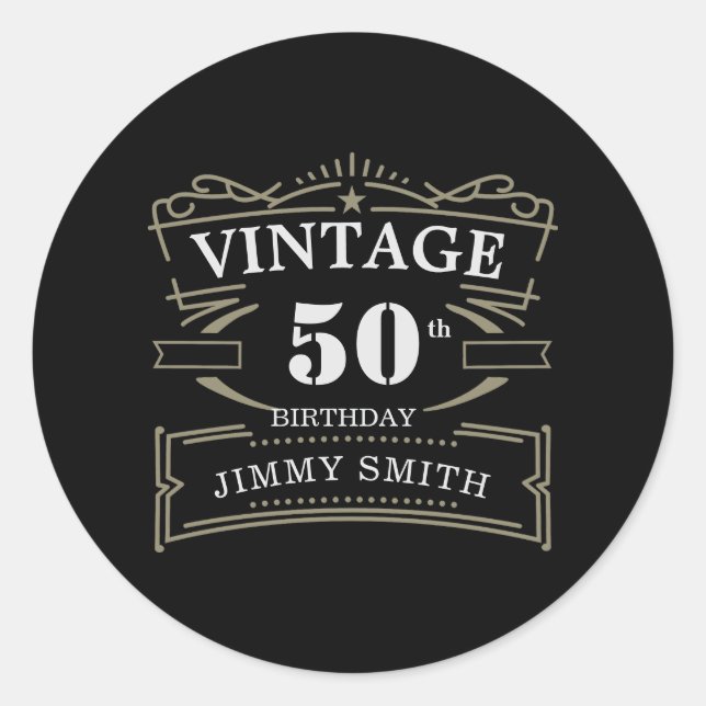 Vintage Any Age Rustic Theme Classic Round Sticker (Front)