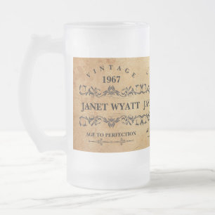 Vintage Any Birthday Frosted Glass Beer Mug