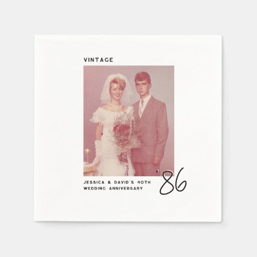 Vintage Any Year Wedding Anniversary Photo Napkins