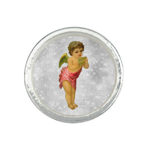 *~* Vintage AP40 Cherub Angel Flute Silver Ring