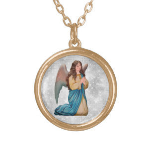 *~* Vintage AP40 Classic Angel Kneeling Praying Gold Plated Necklace