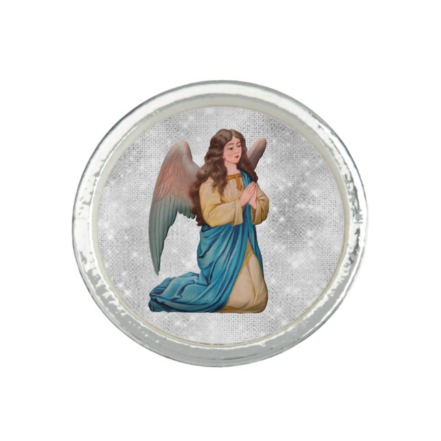 *~* Vintage AP40 Classic Angel Kneeling Praying Ring (Front)
