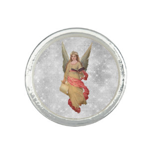 *~* Vintage AP40 Classic Angels Scroll Book Ring