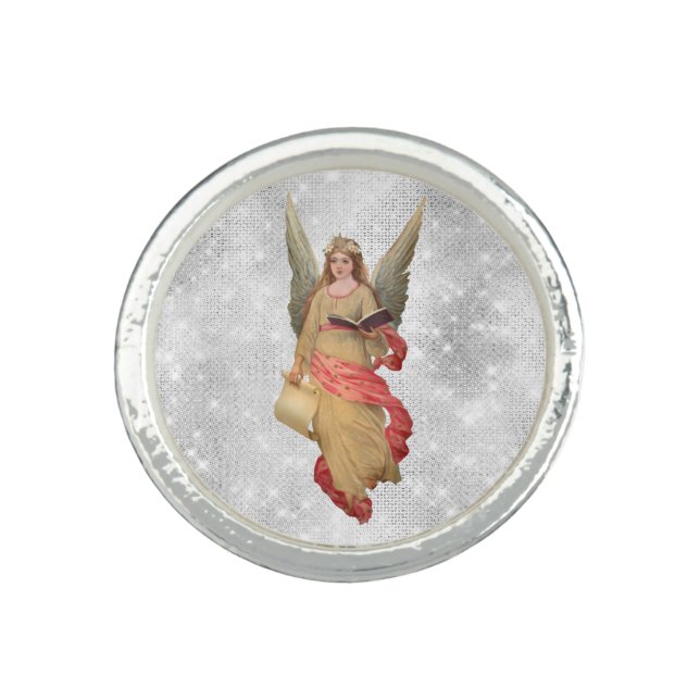 *~* Vintage AP40 Classic Angels Scroll Book Ring (Front)