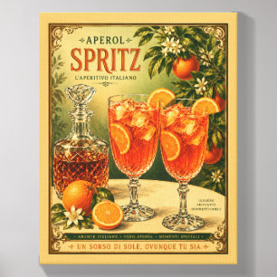 Vintage Aperol Spritz Italian Cocktail Canvas Photo Tile