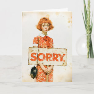 Vintage Apology Portrait Illustration Card