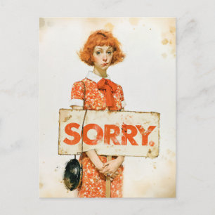 Vintage Apology Portrait Illustration Postcard
