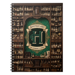 Vintage Apothecary & Alchemist Ledger Monogram Notebook