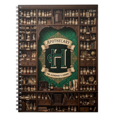 Vintage Apothecary & Alchemist Ledger Monogram Notebook