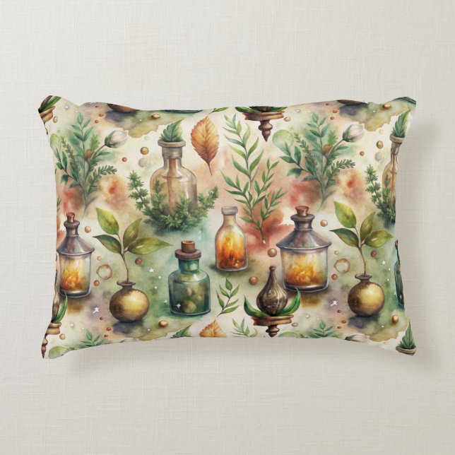 Vintage Apothecary Bottles Pattern (1) Accent Pillow (Front)