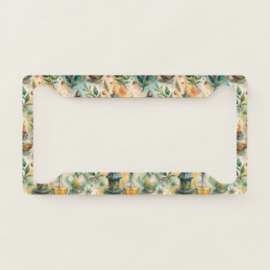 Vintage Apothecary Bottles Pattern (4) License Plate Frame